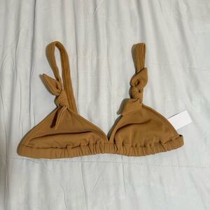 Loren New York Elegant Gold Bikini Top with Knotted Straps